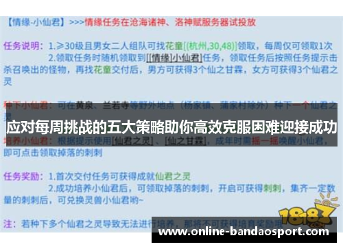 应对每周挑战的五大策略助你高效克服困难迎接成功